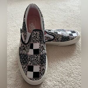 Vans, size 9 canvas slip in shoes with rubber sole